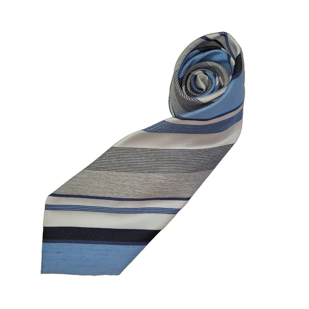Pall Mall Tie‎ Mens Necktie OS Blue Stripe Polyester Wash And Wear